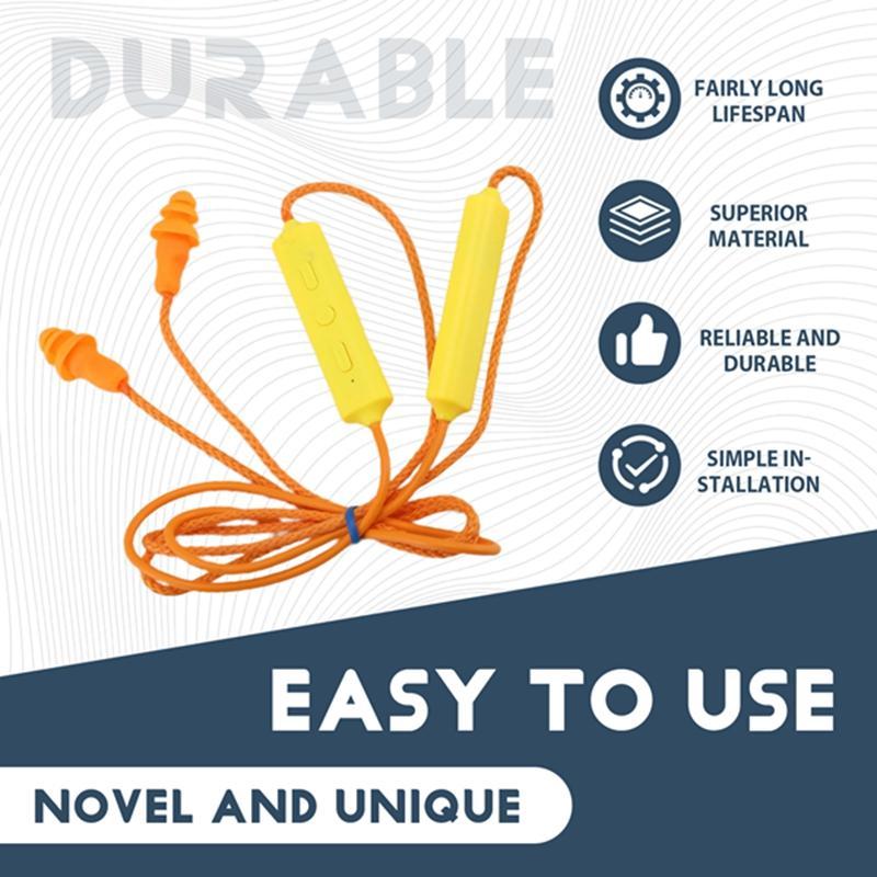 Ear Plugs Bluetooth Earphone for Work Noise Suppression Hearing Protection Construction Sites Noisy Places Audio Charging Silicone Shockproof Earbud Headset Orange Electronic Chargeable