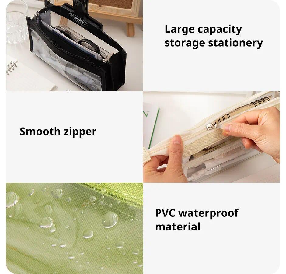 Six Layer Large Capacity Pencil Case Stationery Supplies High Appearance Transparent PVC Storage Stationery Bag