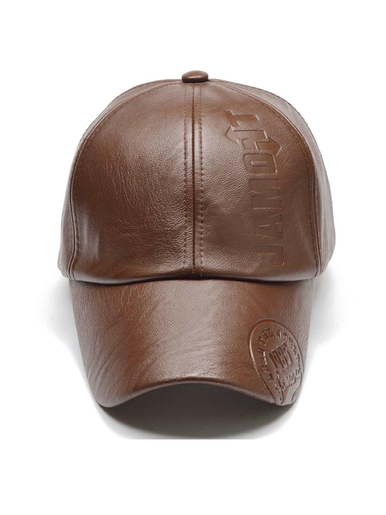 Trendy Cool PU Leather Letter Print Texture Baseball Cap, Outdoor Adjustable Casual Sun Protection Sports Cap, Autumn and Winter Travel Travel Seaside Party Accessories, Unisex