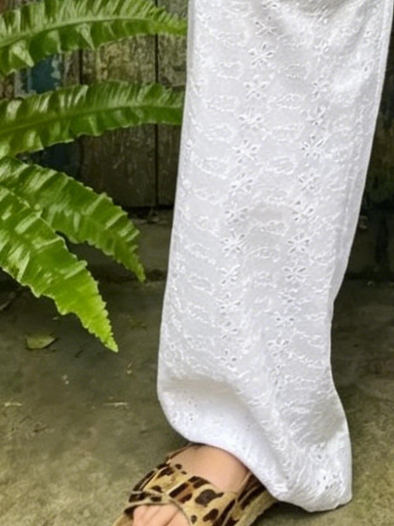 Women's Elastic Waist Wide Leg Pants, Summer Breathable Casual Trousers, Lazy Street Style, Loose-Fitting Long Pants