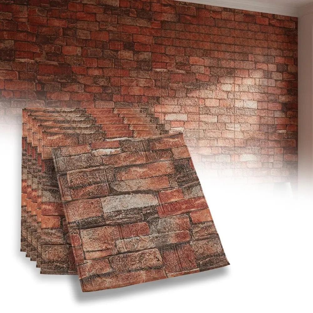 32pcs Self-Adhesive Xpe Retro Wall Stickers, Foam Brick Wallpaper for Bedroom, Waterproof Home Decor, 3mm Thick, Multiple Colors Available