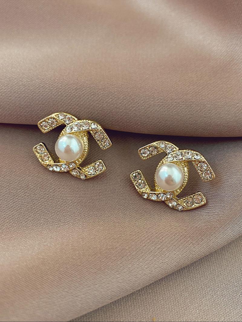 Elegant Zircon Cross Pearl Earrings Set, Fashion Earring, Trendy C-Shaped Ear Clips for Women, Perfect for Daily Wear & Date Nights