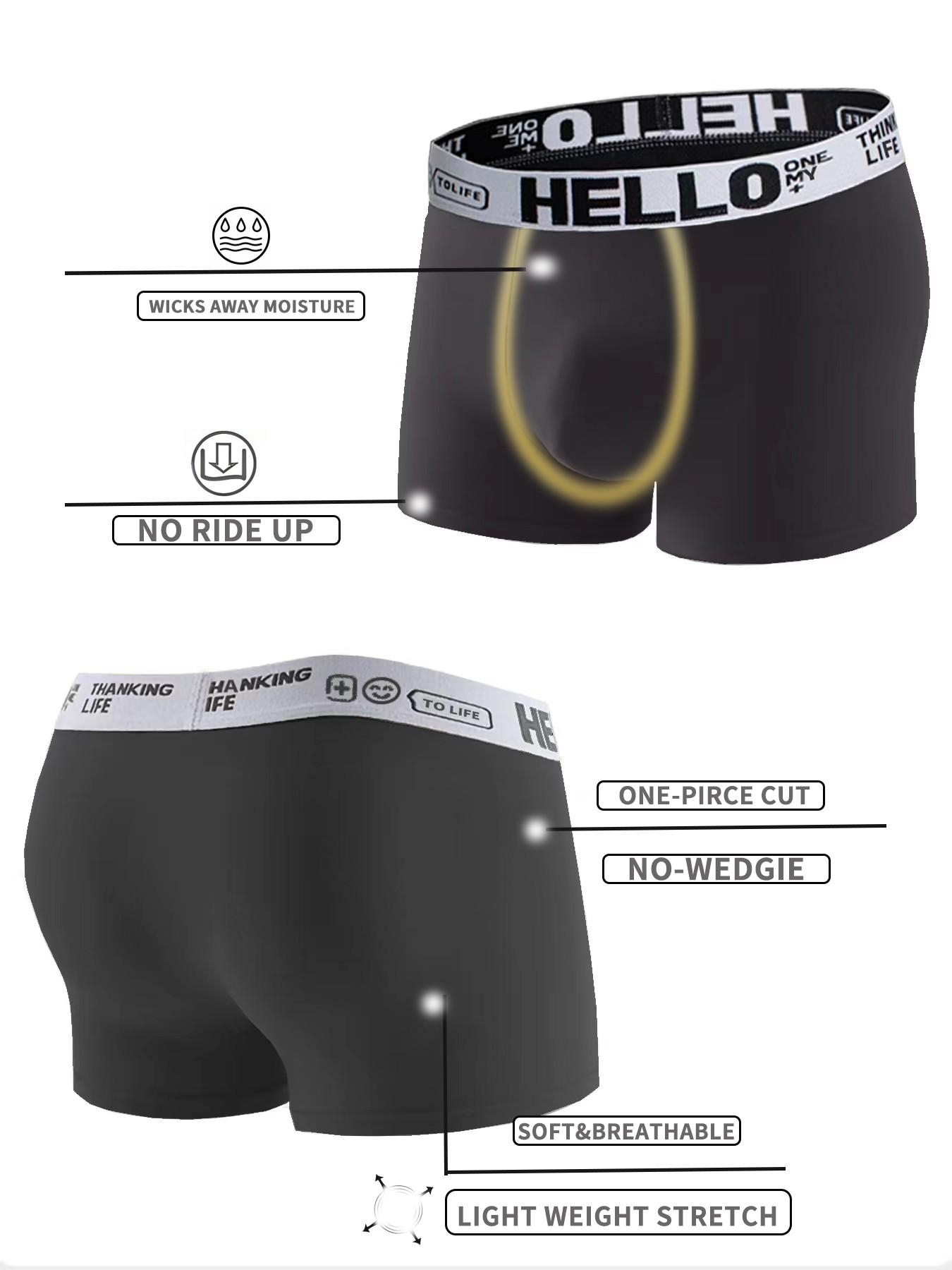 Men's Comfortable Casual Briefs Set, Soft Elastic Non-Tight Fit Underwear, Fashionable Simple Design, 5 Pieces Pack