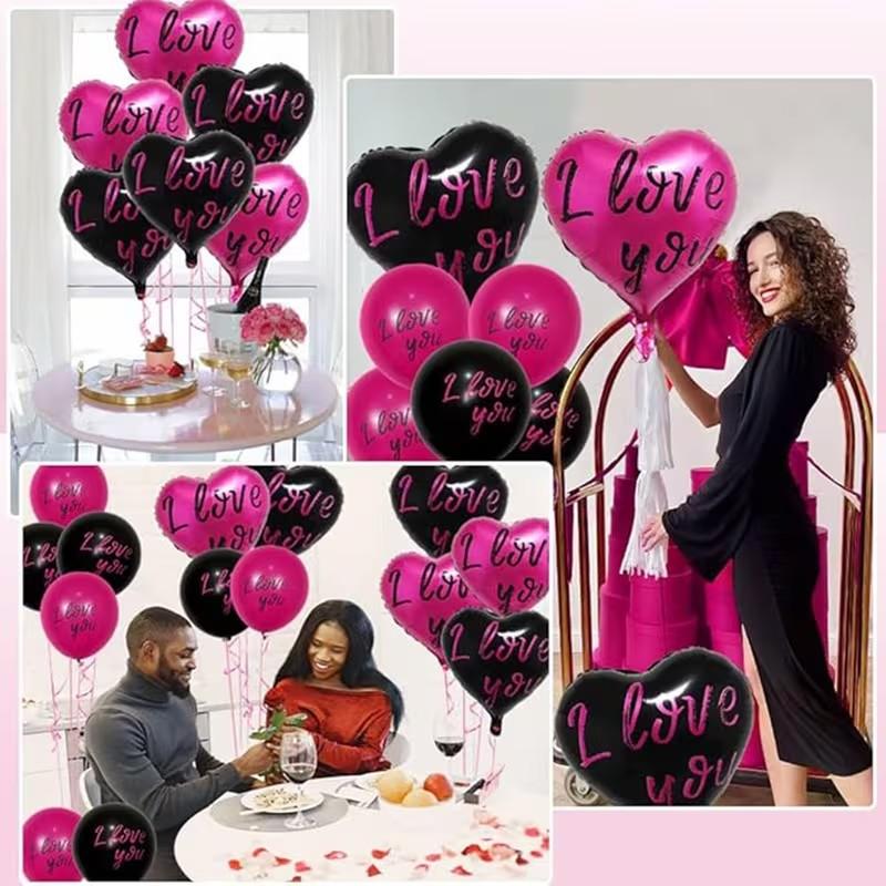 5pcs 18 Inch Rose Aluminum Heart Decorations, Perfect for Proposals, Weddings, Anniversaries, Romantic Scene Setup