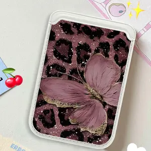 Leopard Butterfly Leather Card Wallet Cover Phone Card Holder For Magnetic Case Suitable For all iPhone For Magsafe Card Phone