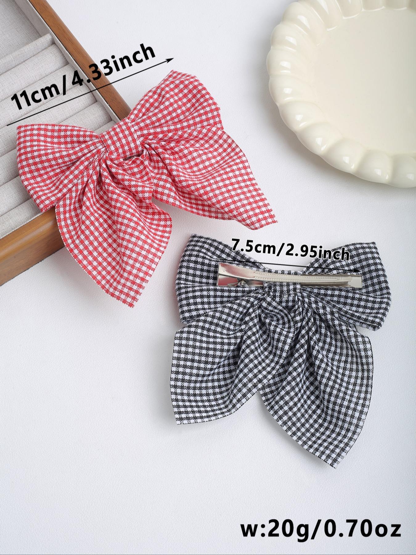 Sweet Plaid Bowknot Hair Clip Set, Barrettes, 2pcs Simple Cute Back Headband, Daily Accessory, Perfect for Parties & Travel