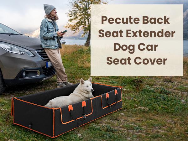 Pecute Dog Car Back Seat Extender - Zippered Fabric Cover, Impact Foam, Hard Bottom, Waterproof Backseat Protector, 400lbs Capacity, Machine Washable, Versatile Pet Travel Car Accessories,back to school