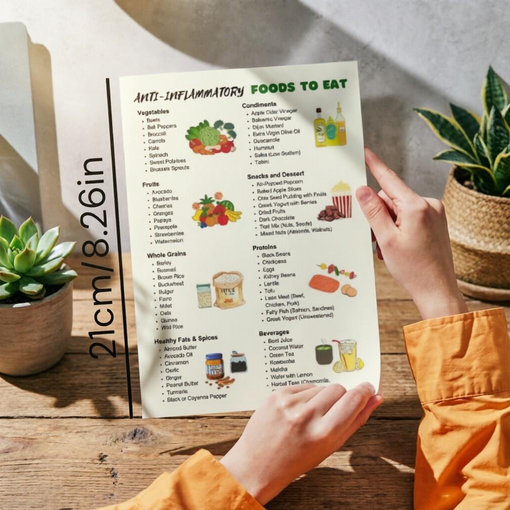 Anti-Inflammatory Diet Poster Set, Food Guide for Fitness & Chronic Disease Management, Kitchen Decor, Health Nutrition Chart