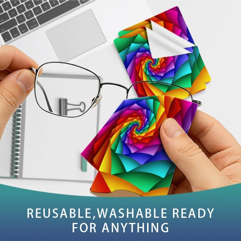 1/3/6/14pcs Rainbow Spiral Cleaning Cloth, Suitable For Camera & Eyeglass Lenses, Multiple Specifications Available, Single - Sided, High - Efficiency Cleaning, Soft Material, Ideal For Home & Photography Use, Bright & Striking Design