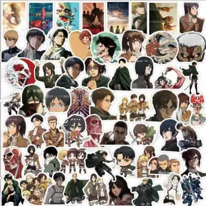 60pcs Attack On Titan Cartoon Graffiti Stickers Waterproof Diy Decals For Phone Laptop Ipad Luggage Notebook Thermos Decor