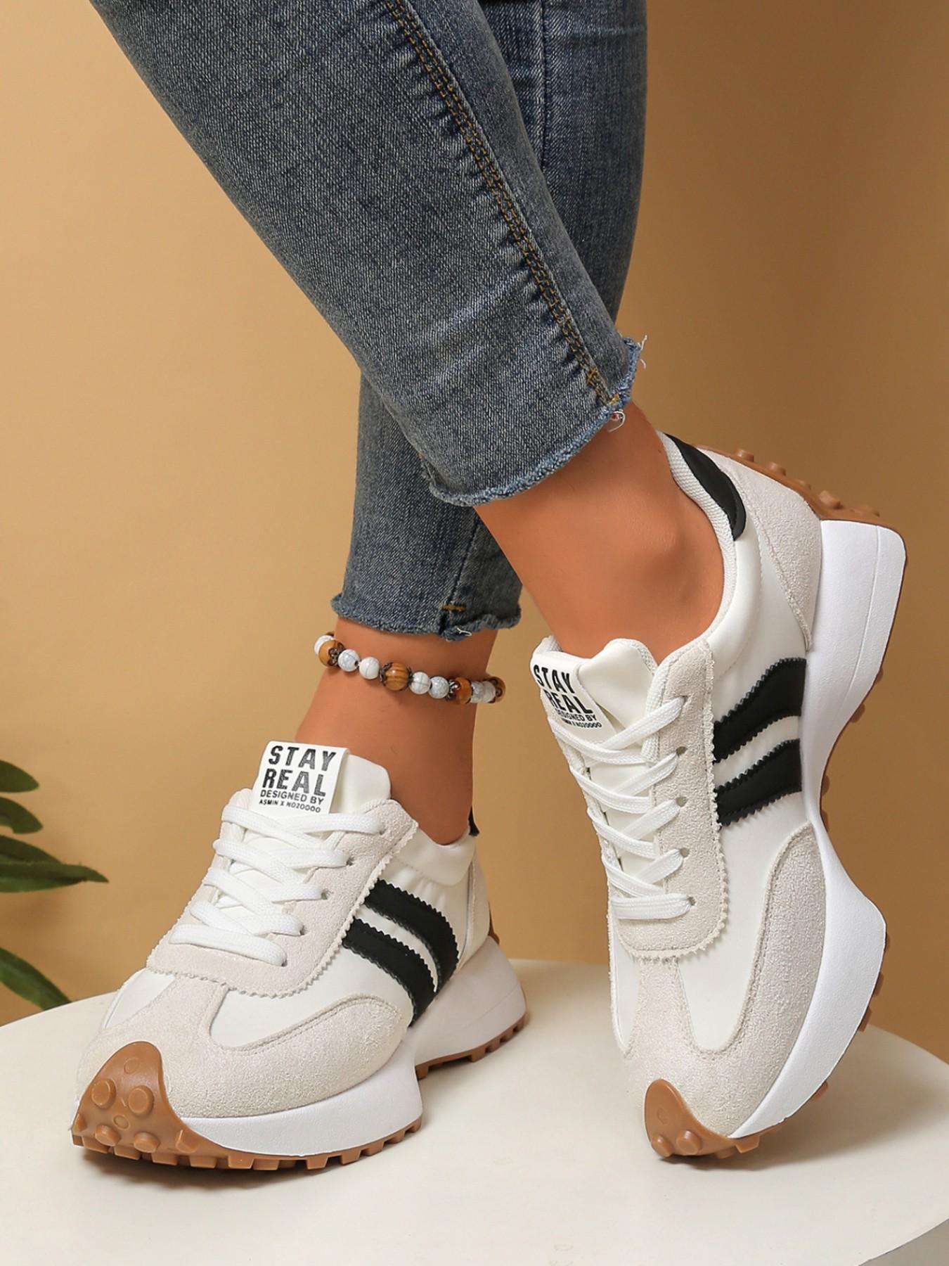 Spring Summer Retro Aggressive Shoes Women, Imitated Deer Skin Material, Casual Training Shoes, Anti-Slip Thick Sole, Outdoor Shopping Commute