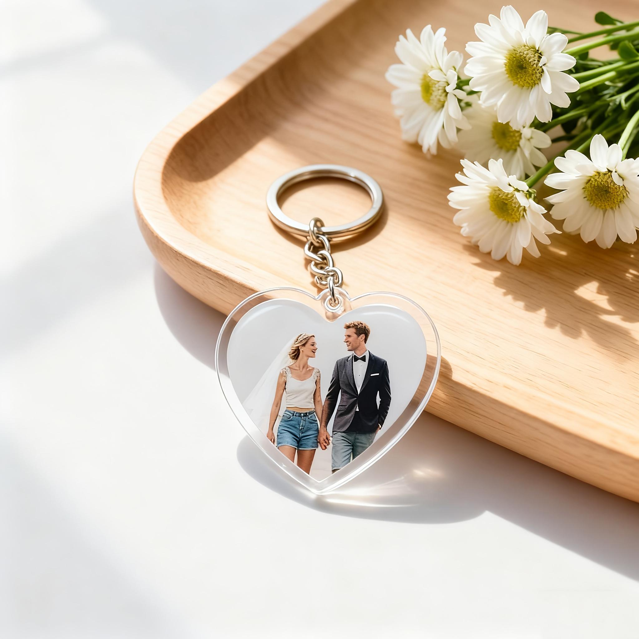 Acrylic Heart Keychain Set, Personalized Image, Perfect Gift for Valentine's Day, Birthday, Anniversary, Durable Material, Unique Accessory