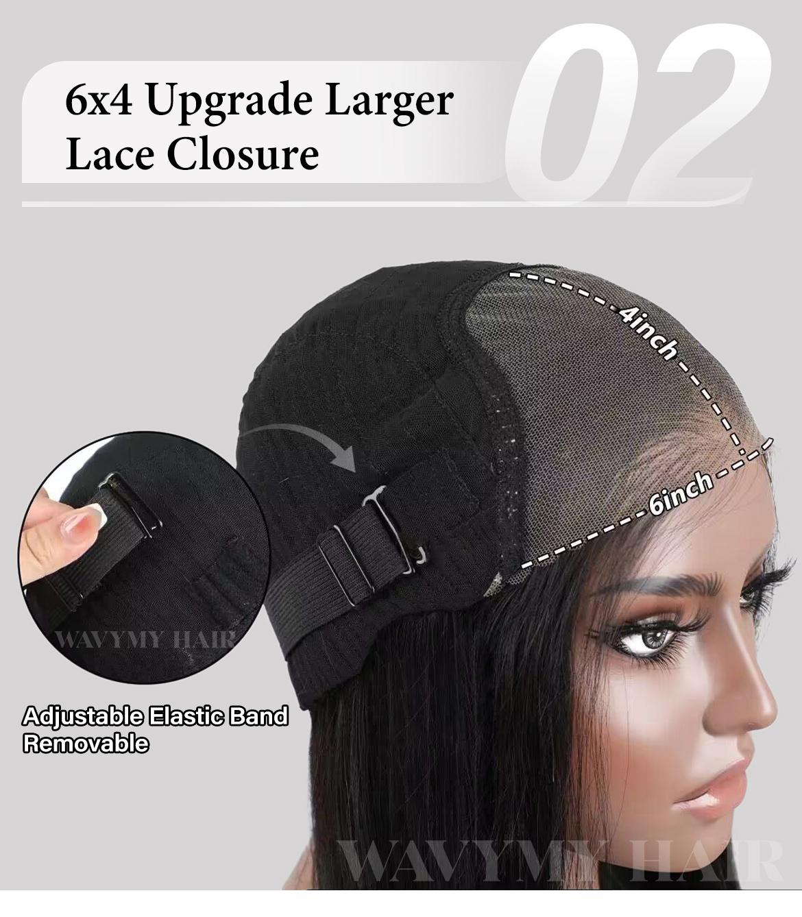 Wavymy Pre Cut Wear Go Glueless Lace Wig Pre Bleached Body Wave 6x4 Lace Closure Wig Human Hair Pre Plucked Wig 180% Density Wavymy Pre Cut Wear Go Glueless Lace Wig Pre Bleached Body Wave 6x4 Lace Closure Wig Human Hair Pre Plucked Wig 180% Density