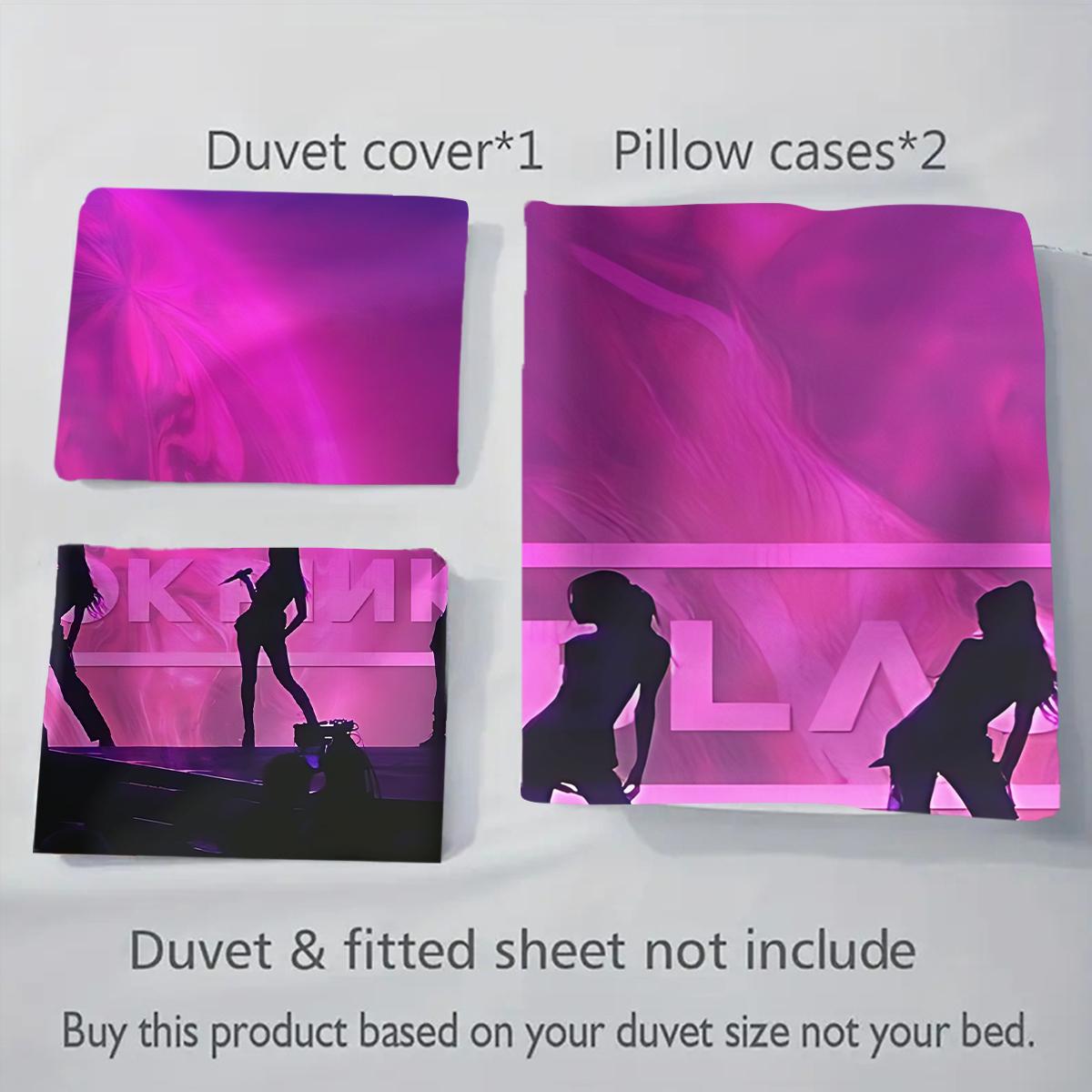 3Pcs,blackpinkofficial inspiration  three-piece bedding set, soft, comfortable and skin-friendly, universal in all seasons, bedding set, no pillow core, no quilt core, suitable for bedrooms, guest rooms - (1 quilt cover + 2 pillowcases)