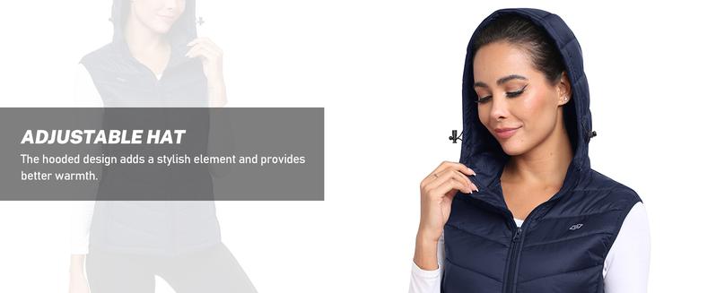 MoFiz Women's Puffer Vest Lightweight Hooded Warm Fleece Lined Hybrid Softshell Hiking Winter Sleeveless Zip Vest