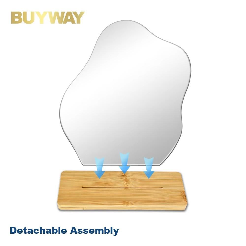 Style Irregular Wooden Makeup Mirror, Desktop Unique Shape Touch-Up Mirror, Photo Atmosphere Enhancer, Perfect for Beauty Lovers