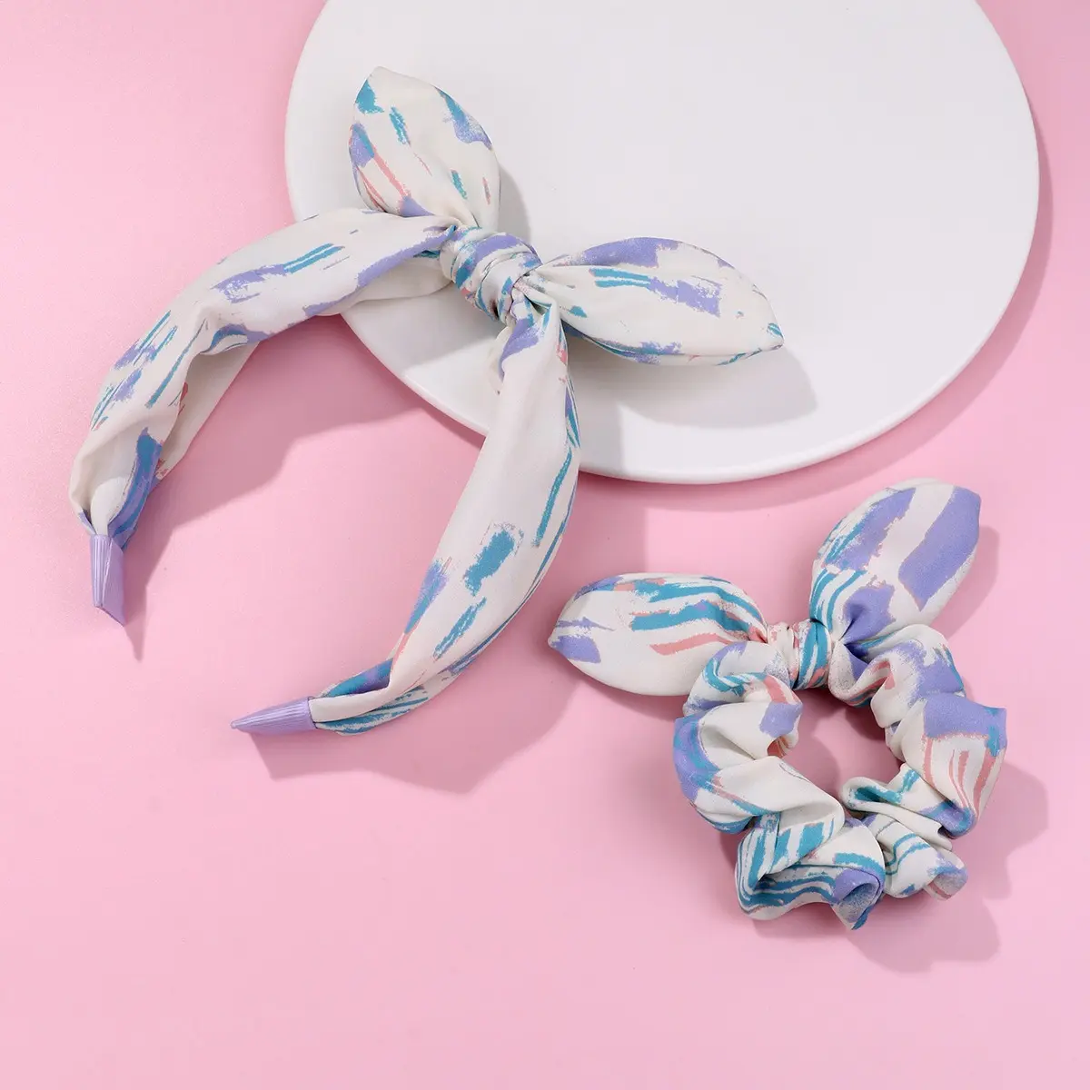 Girls' Cute Bow Headband Set - Handmade Fabric Hair Accessories, Soft Knot Design with Bow Pattern, Flexible Fit, Playful Look, Lightweight Non-Slip for Baby Toddlers' Daily Wear, Birthday Party