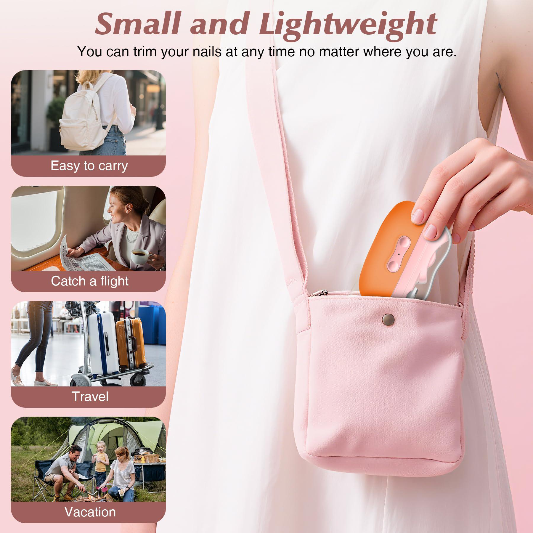 4 in 1 Electric Nail Clipper & Polisher with LED Light, UV Light,2 Speeds, Built-in Storage ,Trim, Shape & Smooth Press-On Nails Perfectly,  Safe for Baby & Seniors, Ideal Gift for Family and Friends