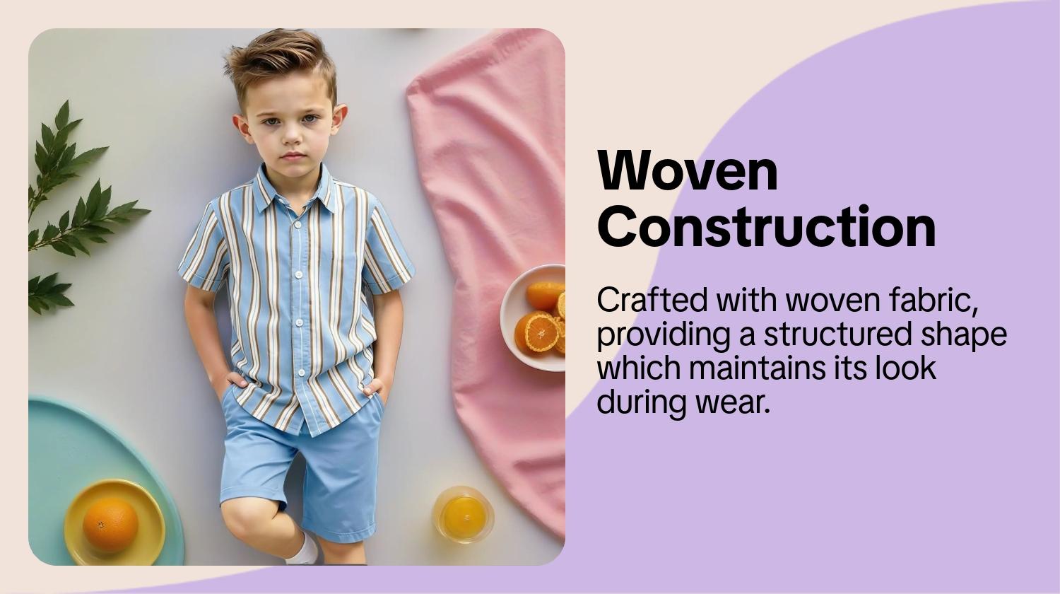 Boys' Summer Set, Striped Sets, Striped Shirt & Solid Color Shorts, Casual Wear for Vacation & Outdoor Activities, Ages 4-7