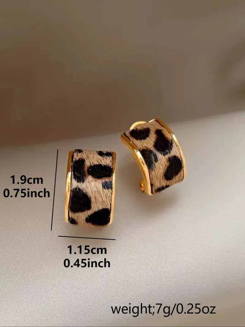 Women's Leopard Print Statement Hoop Shape Earrings, Ear Hoops, Elegant Geometric Design, Perfect for Daily Wear & Parties, All-Season Accessory, Trendy Jewelry