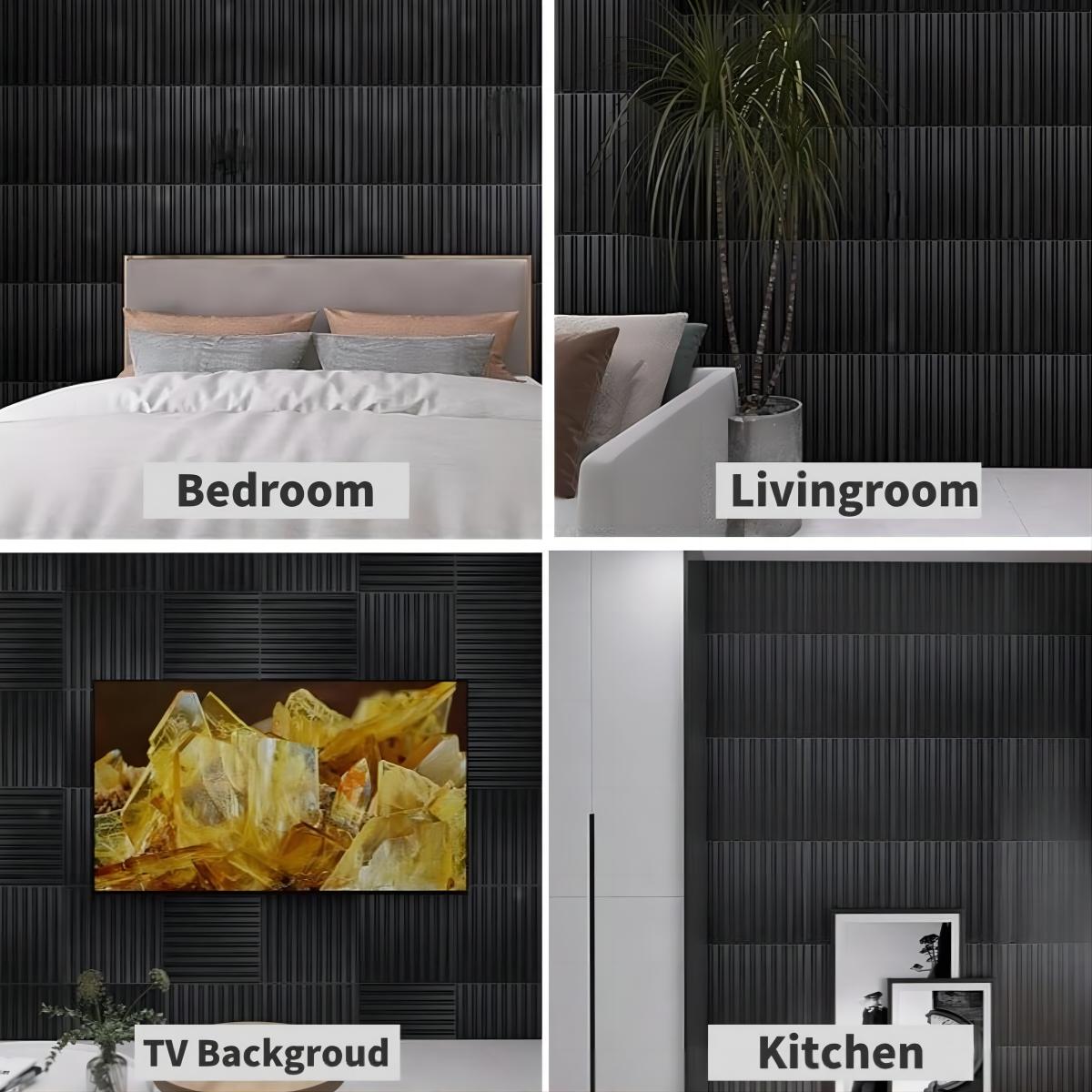 Kuujojo Striped Pattern Wall Panel with Tape, Self Adhesive Waterproof, Easy Installation, PVC Material 3D Wall Decor Panel, Multiple Pack Options, Wall Decorative Panel for Living Room Bedroom Study Room, Home Decoration, Waterproof Decorative Panels