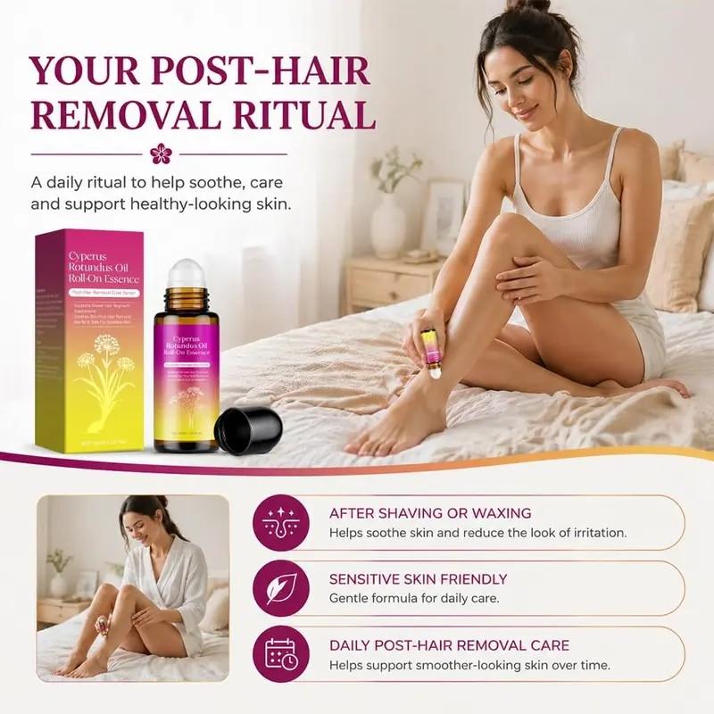 Cyperus Rotundus Oil Roll-On Essence, Post-Hair Removal Care Serum, Helps Slow Hair Regrowth, Soothes and Calms Skin, Gentle for Sensitive Skin