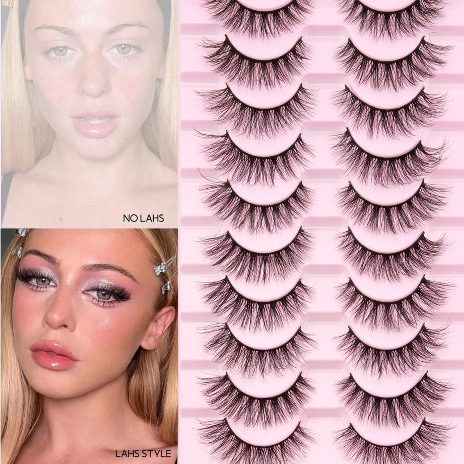 Natural Thin Voluminous Curled Eyelashes, Band, Soft Waterproof Reusable Beginner Friendly, Perfect for Daily Wear Party Travel Gift