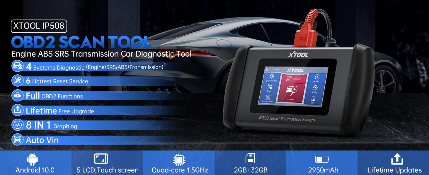 XTOOL InPlus IP508 OBD2 Scanner 6 Reset Services + ABS Bleeding Android 10.0 & CAN FD Free Lifetime Updates XTOOL InPlus IP508 OBD2 Scanner 6 Reset Services + ABS Bleeding Android 10.0 & CAN FD Free Lifetime Updates