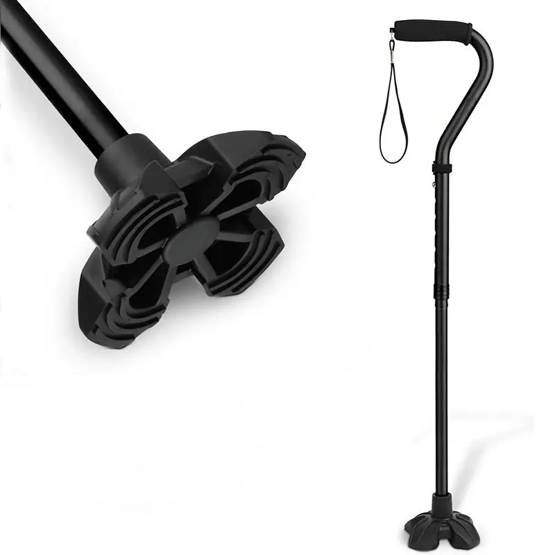 Adjustable Folding Walking Cane - Durable Walking Sticks, Height Adjustable Walker, EVA Foam Grip That Stays, Wrist Strap, Stable Wide Base, Lightweight Support for Seniors, Hiking Use (For Men & Women)