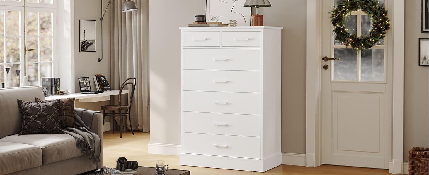 Sikaic 7 Drawers Dresser With Sturdy Base Storage Cabinet Cupboard
