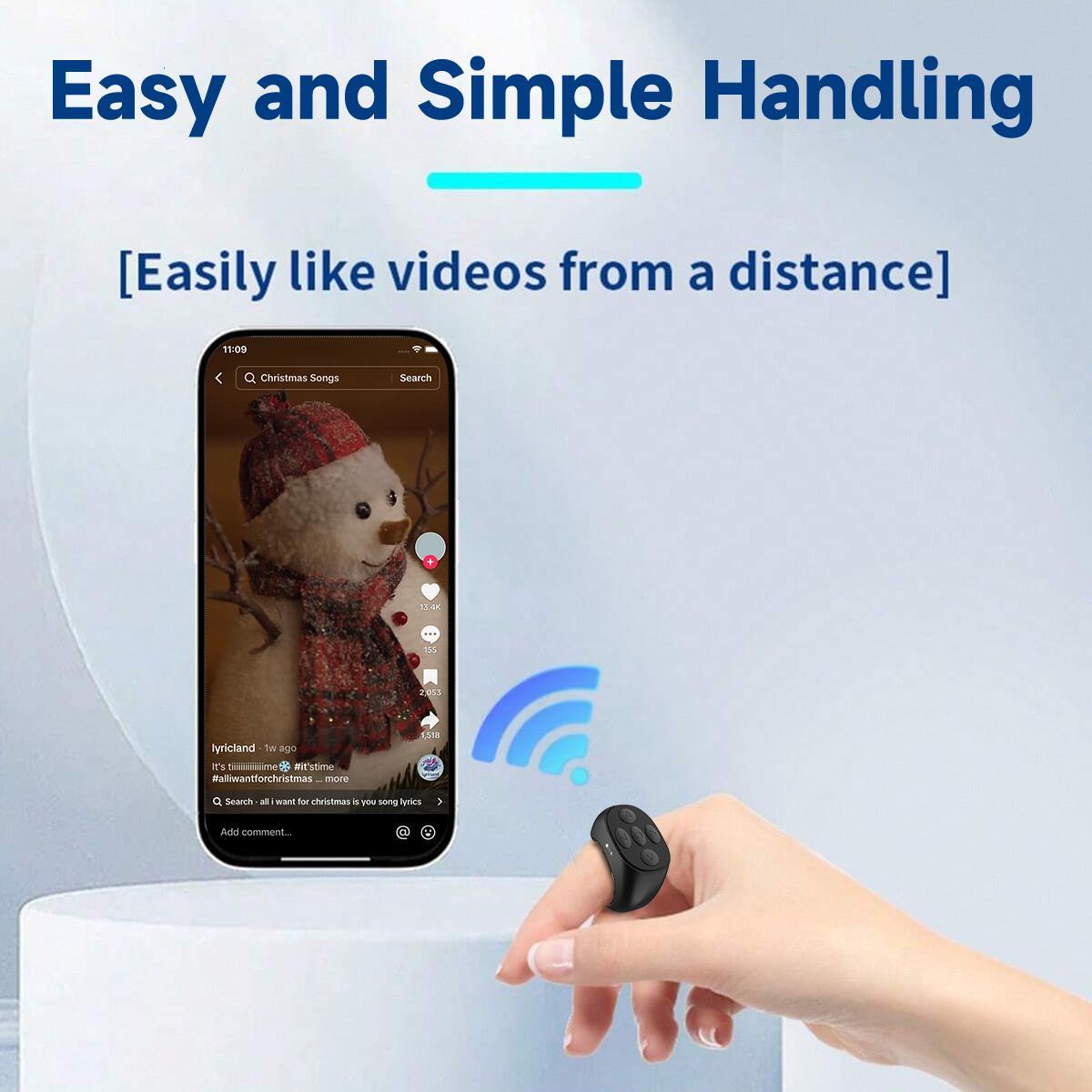 Wireless Remote Control Ring,BT-compatible Remote Ring for Tiktok, Convenient Finger Button, Selfie/vidio/swipe Pages/mute Key/cut Song/auto Lock Screen, Compatible iOS/android Rechargeable BT Remote Control Ring for Short Video, Selfie Accessories