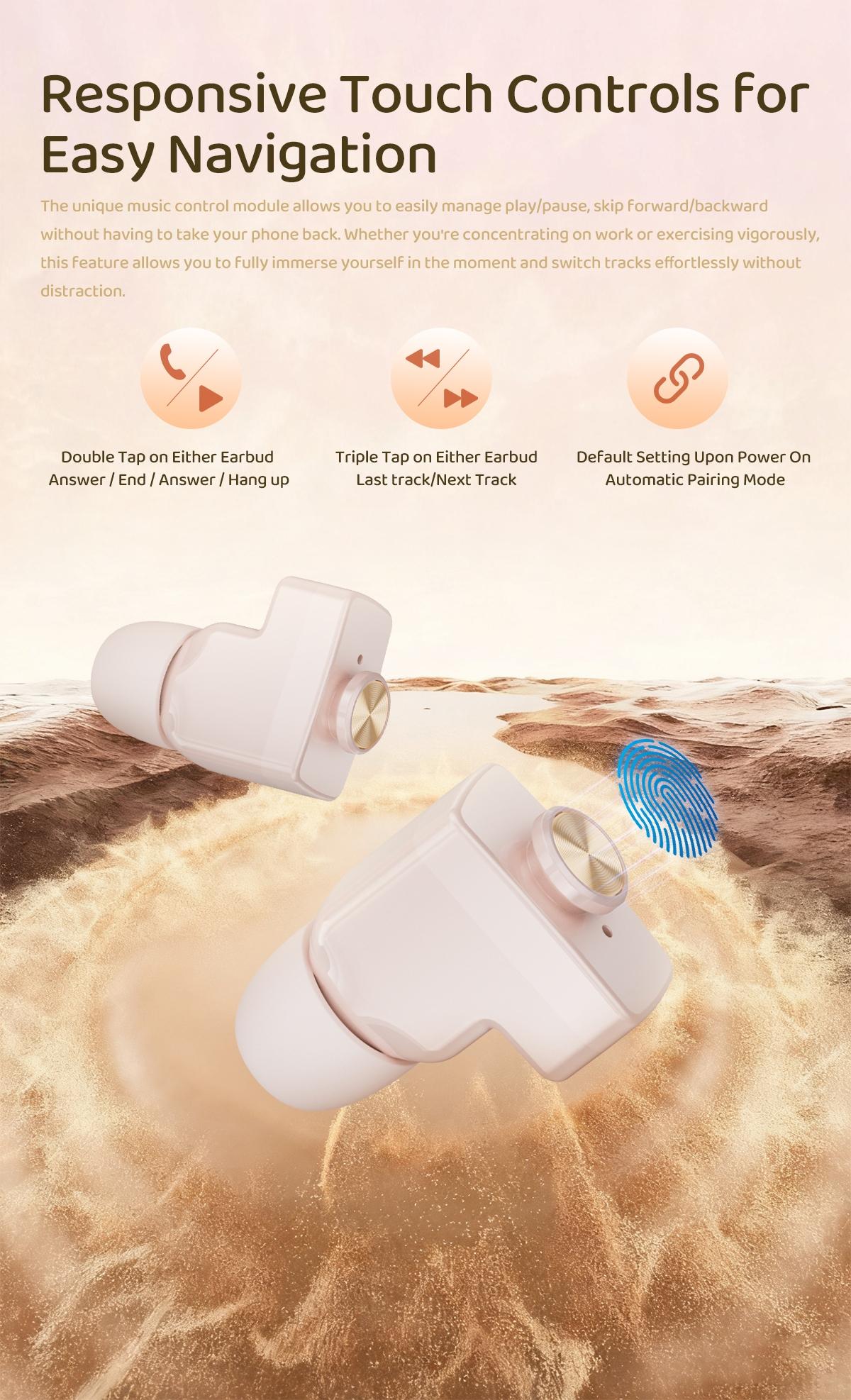 Women Smart Watch with Bluetooth Earbuds Wireless Fitness Tracker Heart Rate Monitor Music Playback Phone Calls for iOS Android