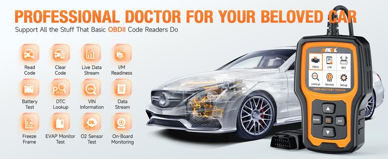 ANCEL AD410 PRO OBD2 Scanner Code Reader 6V 12V Automotive Battery Load Tester
