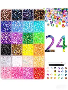 24 Grid 24000pcs Candy Resin Rhinestones, 3mm Ab Color Flat Back Jelly Water Drills, DIY Jewelry, Nail Art, Phone Decorations