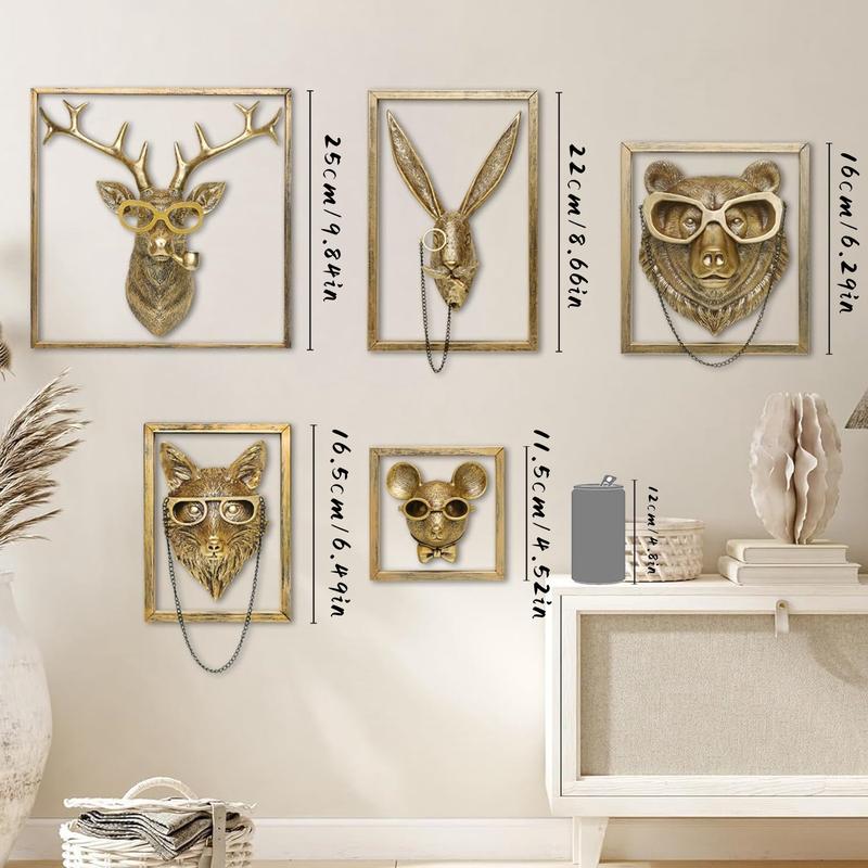 Animal Head Wall Decor, 1 Count Resin Animal Head Wall Hanging Ornament with Frame, Wall Art Decor for Home Living Room Bedroom Office Animal Head Wall Decor, 1 Count Resin Animal Head Wall Hanging Ornament with Frame, Wall Art Decor for Home Living Room Bedroom Office