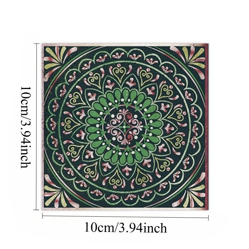 24pcs Waterproof Self-Adhesive PVC Moroccan Tile Stickers, 3.94 Inch, Tile Wall Stickers, Kitchen Living Room Bathroom Decor, Moisture-Proof, Easy Installation