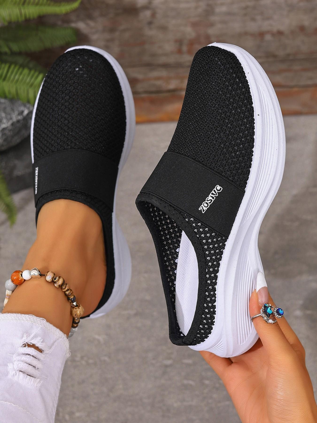 Women's Casual Sports Shoes, One-Click Slip-On, Spring Summer Beach Vacation Travel, Breathable Mesh, Comfortable Fit, Walking Shoes