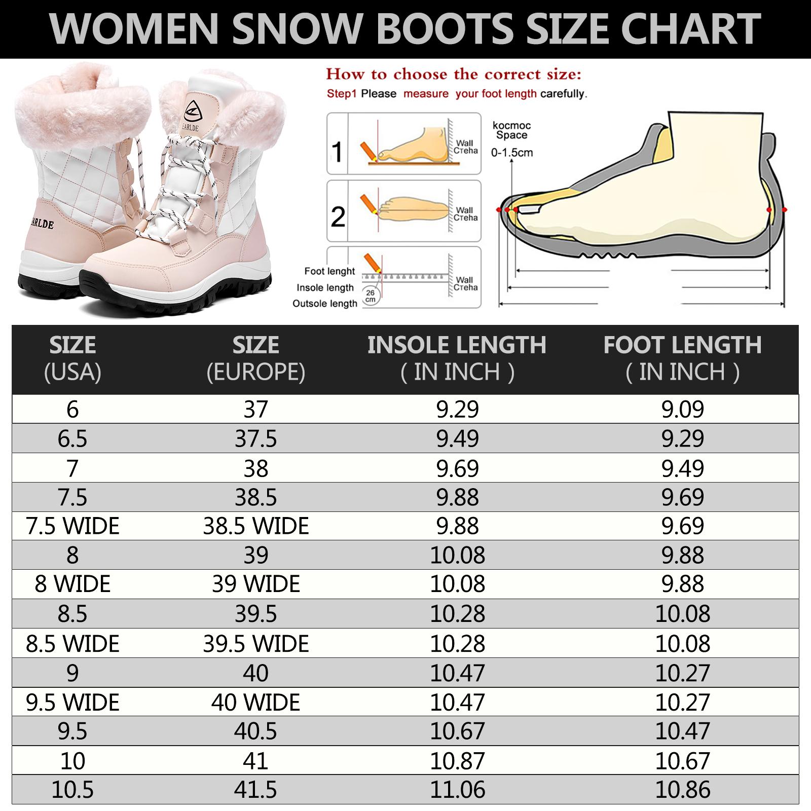 [JF]  Womens Winter Snow Boots for Women - Dual Style Fur Collor Waterproof Snow Boots for Women with Memory Foam Insoles - Snow Boots with Heat Retain Technology