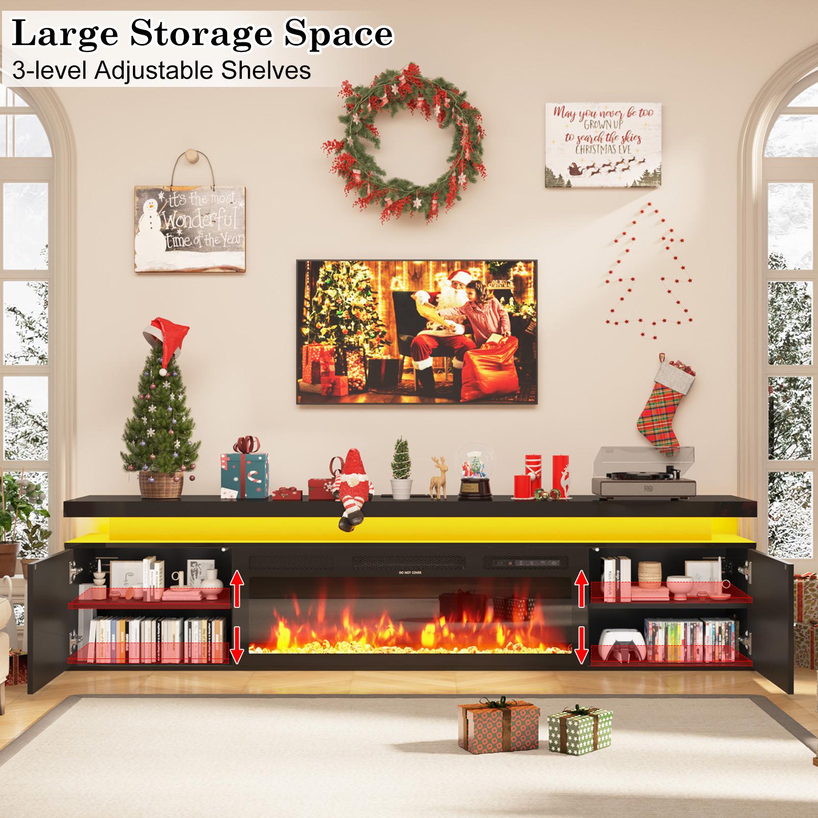 【2Packages Shipping】70in/80in TV Stand with Fireplace Up to 80" TVs/90" TVs, High Gloss LED Fireplace TV Stand Entertainment Center for 70/75+/80/90 inch TV, Modern Media TV Console Cabinet for Living Room,Black/white 【2Packages Shipping】70in/80in TV Stand with Fireplace Up to 80" TVs/90" TVs, High Gloss LED Fireplace TV Stand Entertainment Center for 70/75+/80/90 inch TV, Modern Media TV Console Cabinet for Living Room,Black/white