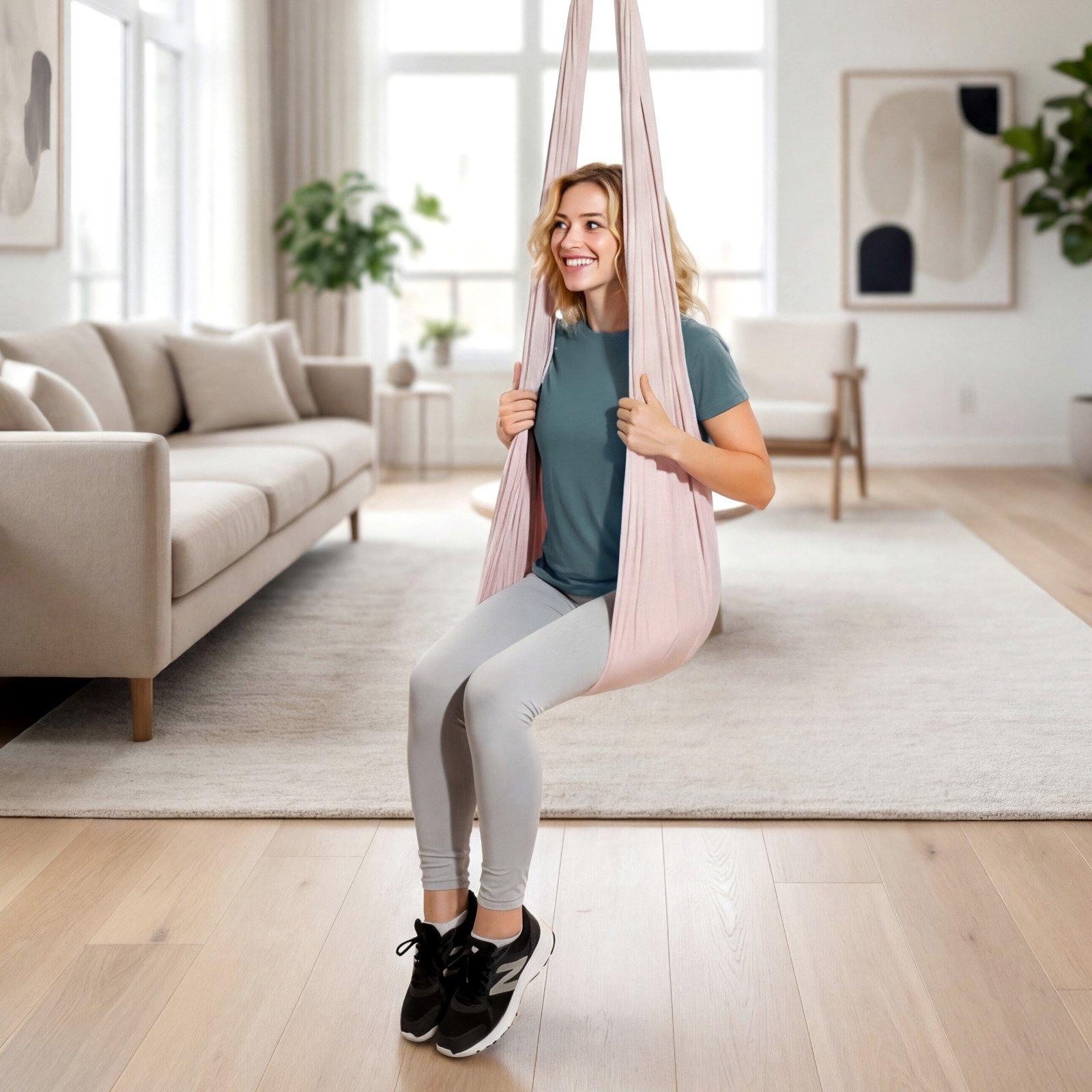 VEVOR Aerial Yoga Hammock, 300 lbs Load Aerial Silk, Yoga Swing with Nylon Fabric, PE Zipper Bag for Parent-Child Interaction, Strengthen Muscles Improve Practice, Hammock and Swing Combo