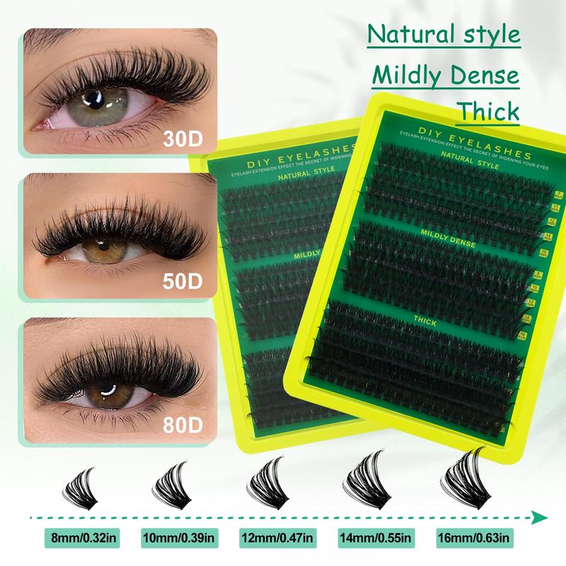 DIY Personal Eyelash Clusters, Beginner Friendly High Capacity Lashes Set, Thick Voluminous False Eyelashes, Easy-To-Use Segmented Lashes