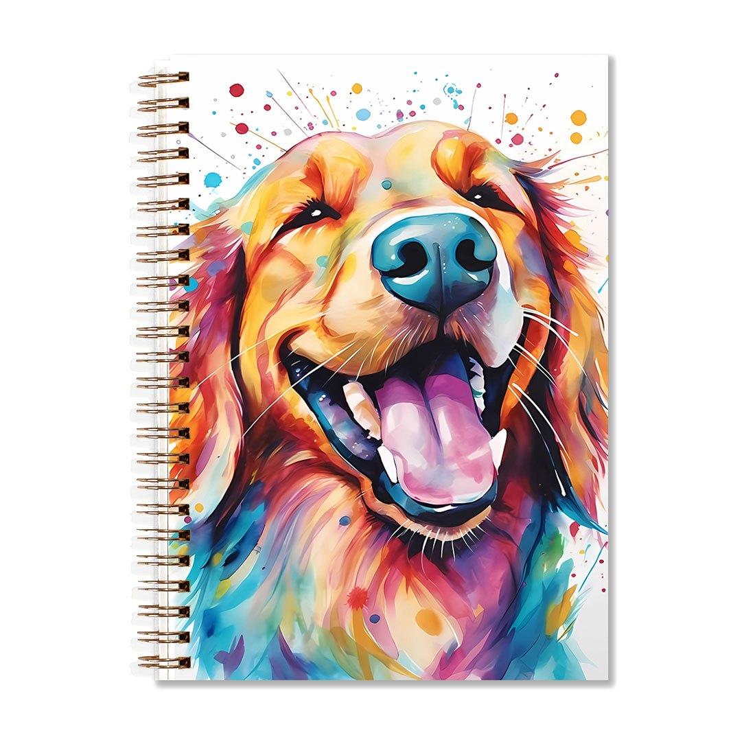 1pc Watercolor Cute Animal Golden Retriever Notebook Perfect Gifts for Friends Writing Notebook Diary NoteBook Office Stationery School Supplies Birthday Christmas Gift 5.5x8.3in with 50 Pages