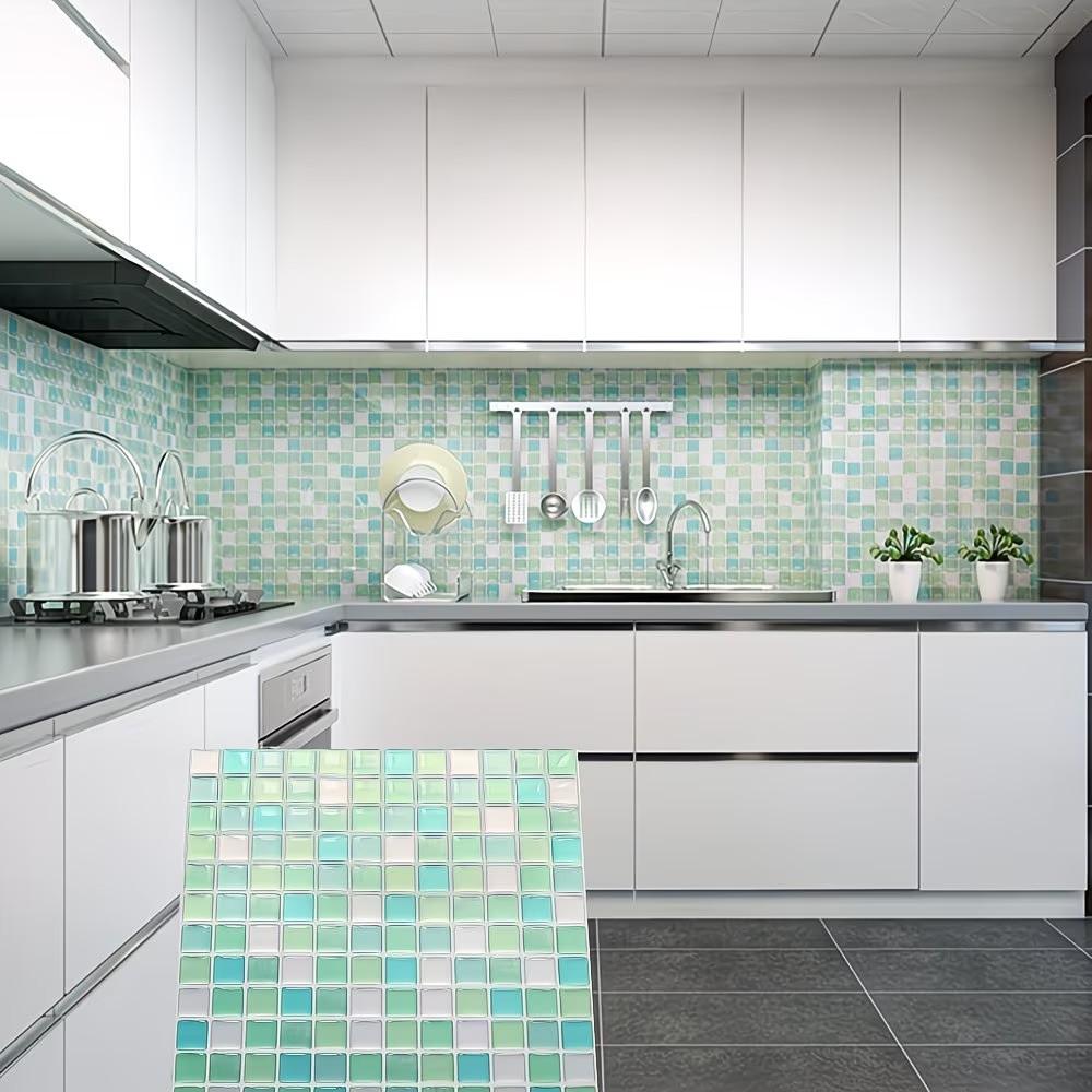 Crystal Resin 3D Mosaic Tiles Self-Adhesive Wall Stickers, Heat-Resistant Peel-And-Stick Wallpaper for Living Room Kitchen Bathroom Home Decor