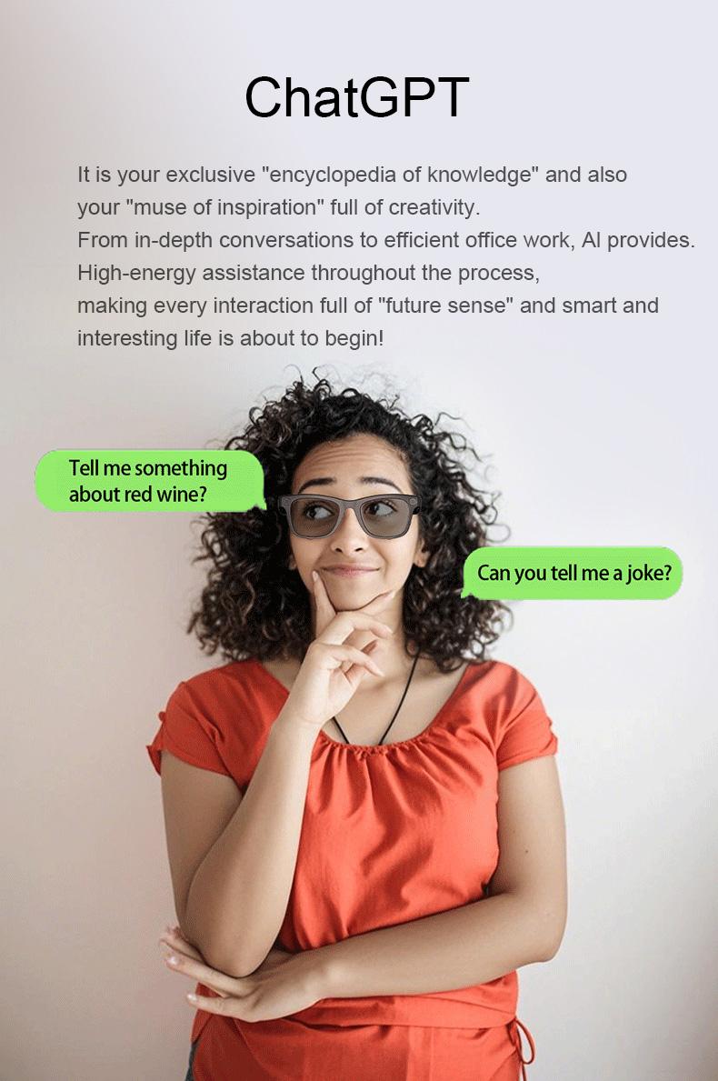 Smart Bluetooth Glasses with HD Camera, 1080p Video Recording Wearable Smart Glasses, Anti-shake Shooting Outdoor Sports Camera Sunglasses, Multifunctional Wireless Audio Glasses with Intelligent Voice Assistant, Built-in Earphone Anti-blue Light Eyeglass