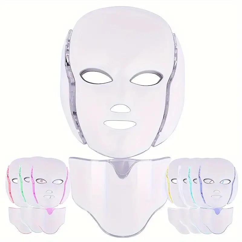 Facial Mask for Skin Care 7 Features Color Unscented Lithium Battery Facial and Neck Care Tools Radiant Glow Ideal Beauty Gift for Women White Comfort