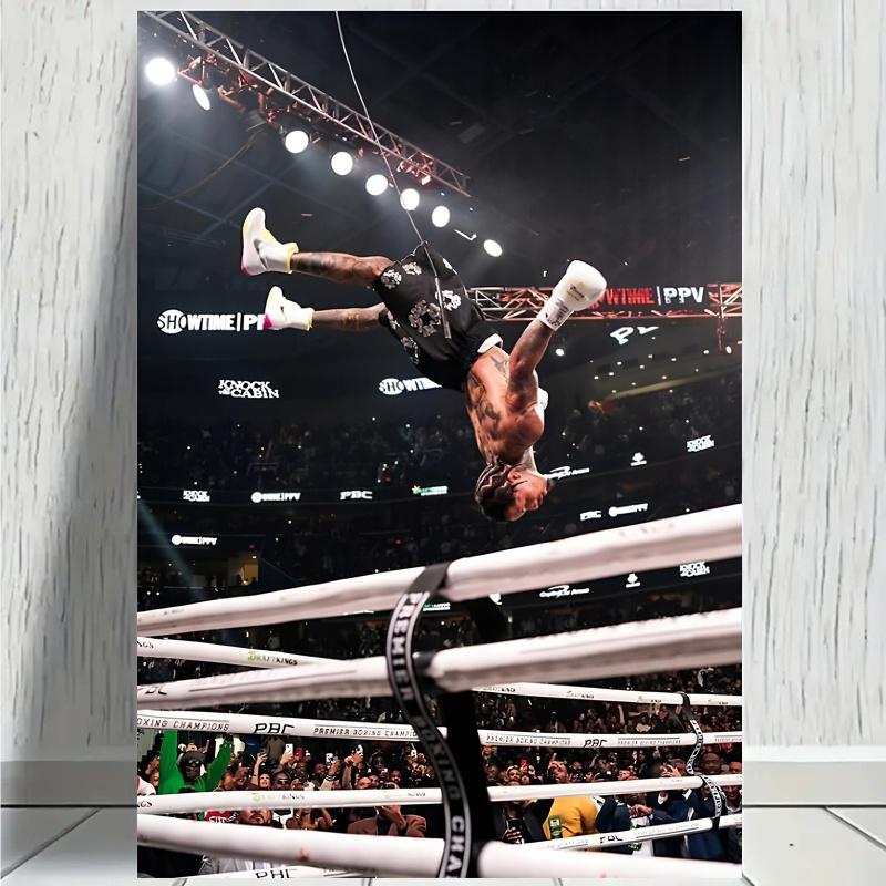 Javonta Davis Boxing Canvas Art Poster - 30.48x 45.72cm inches, Unframed - Dynamic Wrestler Action Scene, High-Quality Canvas - Suitable for Bedroom and Office Decoration, Ideal Gift for Sports Enthusiasts