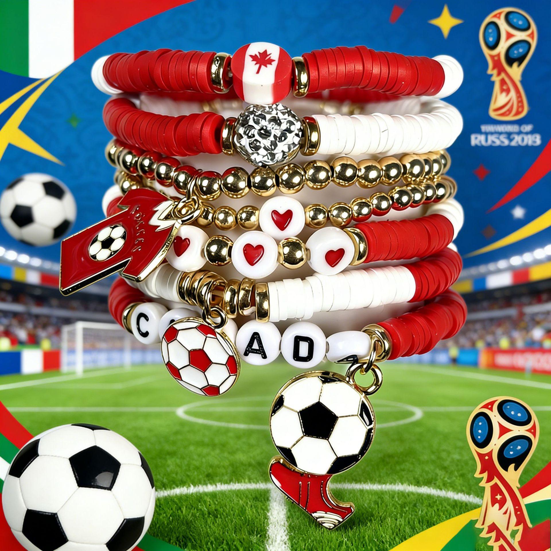 Soccer Fan Bracelet World Cup Style, Argentina Brazil USA Football Bracelet, Stretch Beaded Jewelry, Game Day Outfit, Sports Lover Gift, Trending Fan Accessory