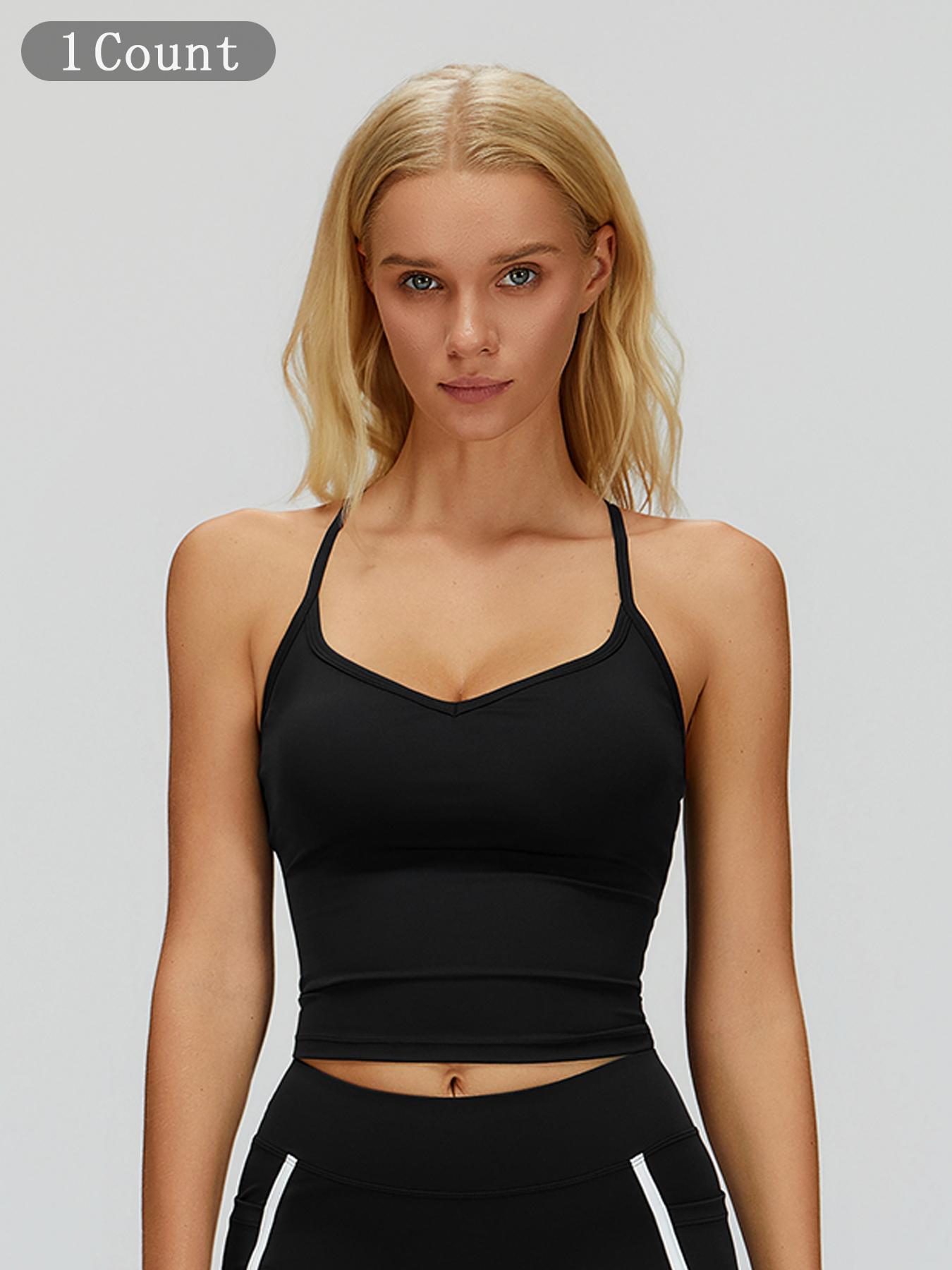 Crossback Yoga Tank Top, Seamless Design, Tight-Fitting Gym Sports Bra, Ideal for Running & Outdoor Activities, Women's Fitness Wear