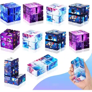12 Pieces Infinity Cubes, Mini Cool Fidget Toys for Kids and Adult，Sensory Gadget Best for Stress. Hand Held Fidget Blocks. (Star)