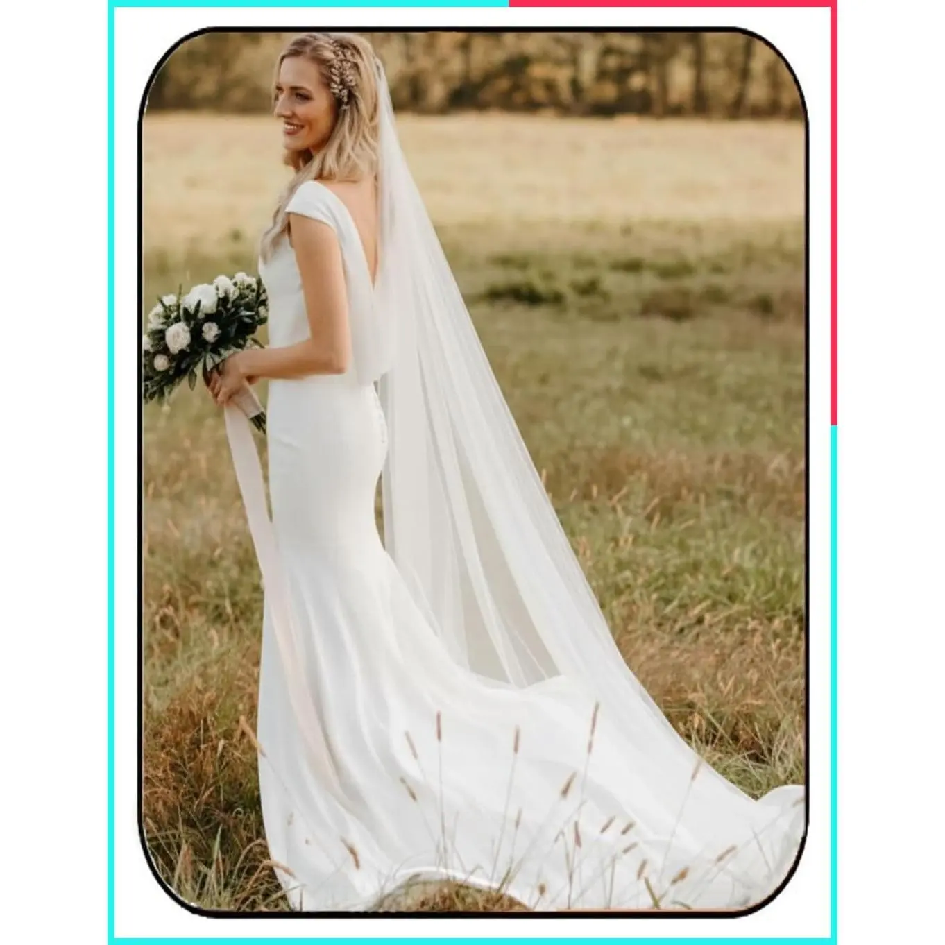 Long Cathedral Wedding Veil for Brides, White and Ivory Chapel Length 118" 1 Tier Plain Tulle Veil with Comb